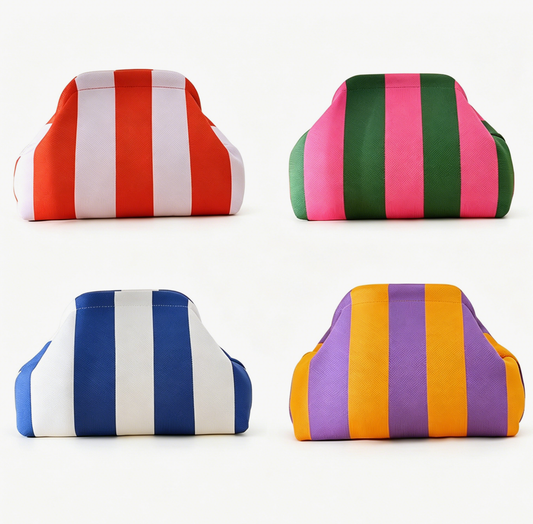 Color-block Striped Knit Cosmetic Bag with Personalization