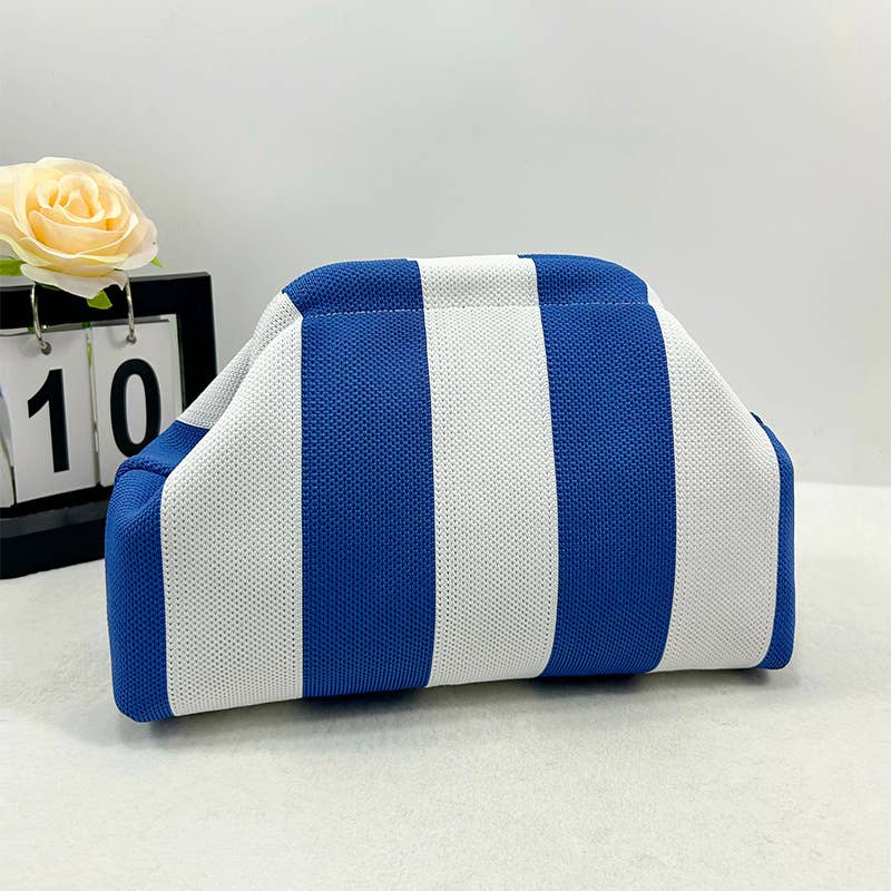 Color-block Striped Knit Cosmetic Bag with Personalization
