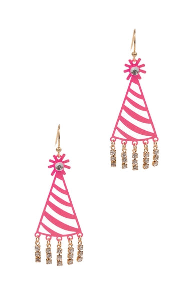 Metal & Rhinestone Birthday Hat Earring