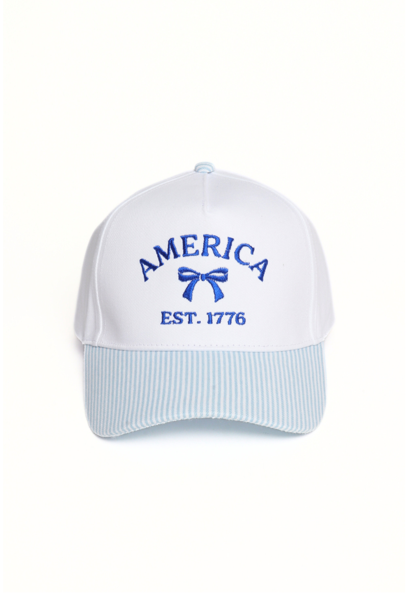 AMERICA 1776 Bow Stripe Print Two Tone Cap
