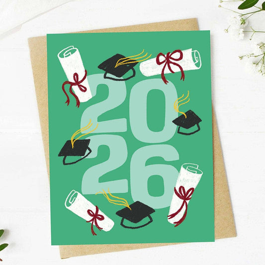 2026 Green Diploma Graduation Card