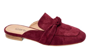 Clingy Knot Sueded Mule-Burgundy