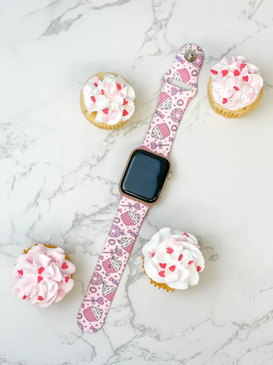 Valentine Sweets Printed Silicone Watch Band - Pink