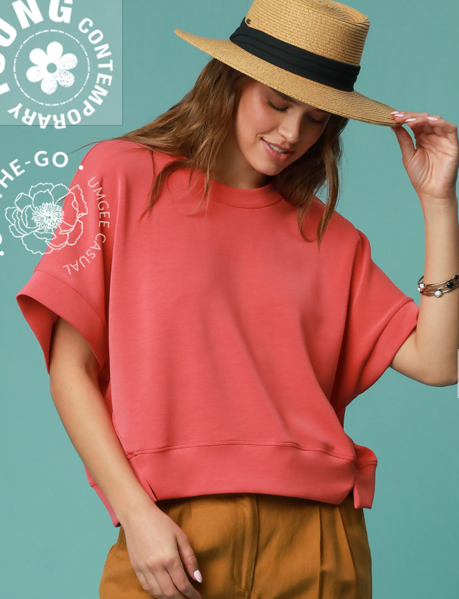 Solid Cupro Dolman Shorter Top
