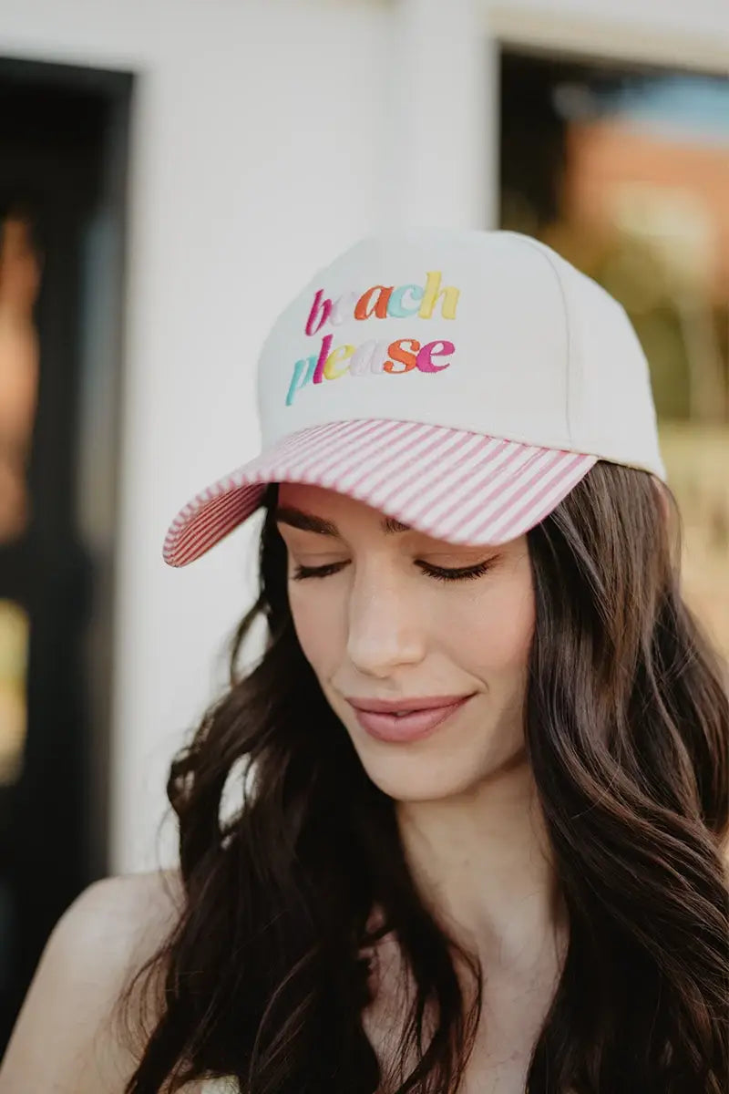 Beach Please (Lowercase) Two-Toned Hats for Women