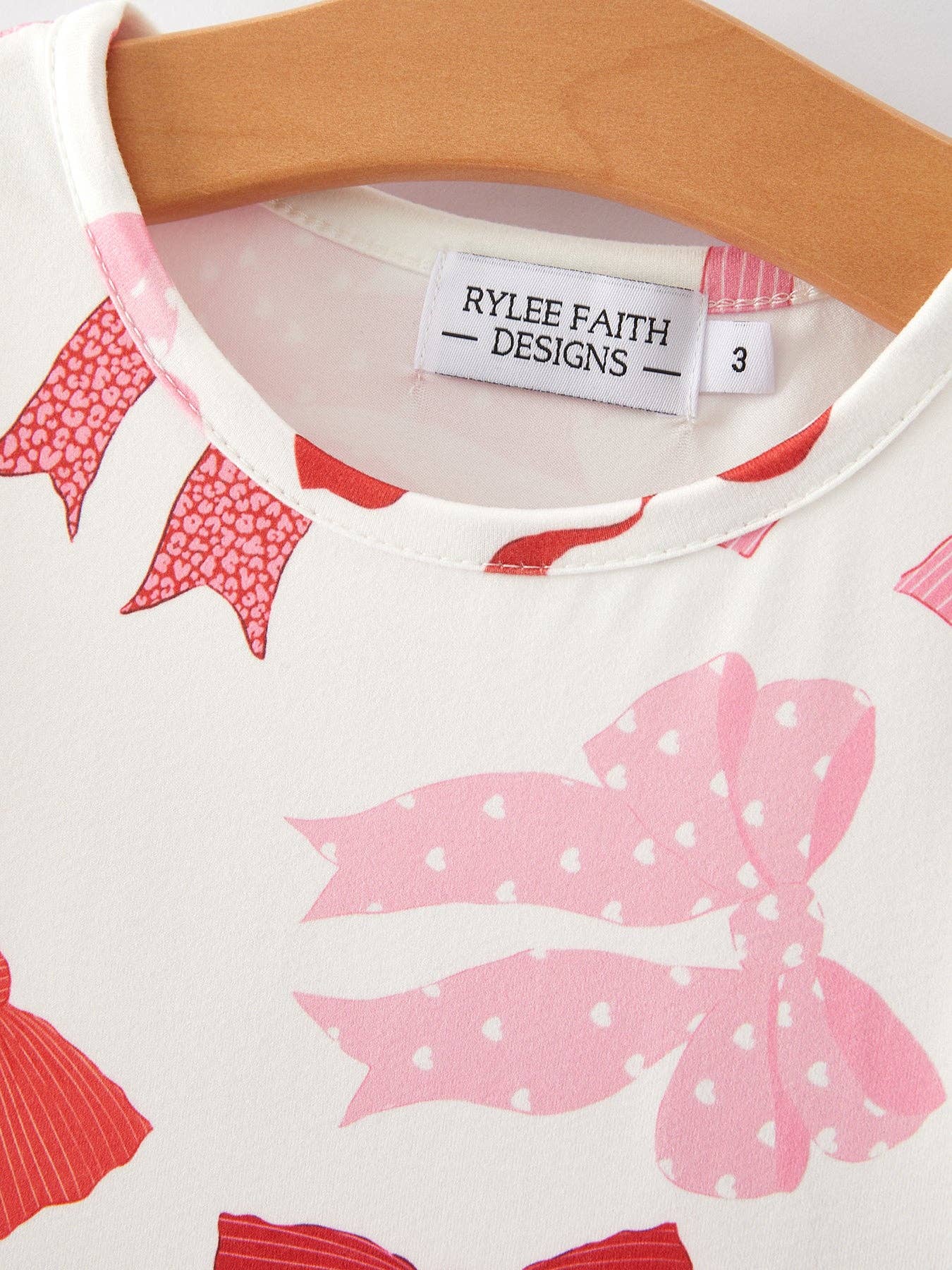 Girls' Pink Bow Print Dress