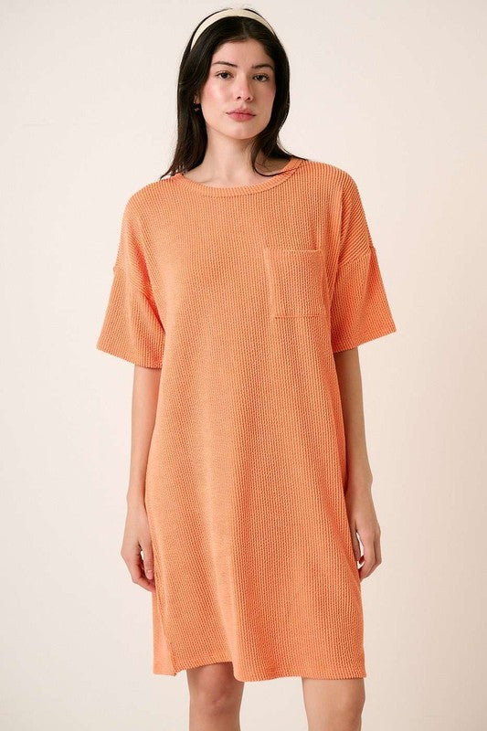 Rib Knit Relaxed Short Sleeve Tee Dress