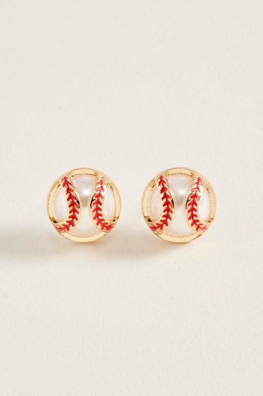 Baseball 3d Pearl Stud Earring