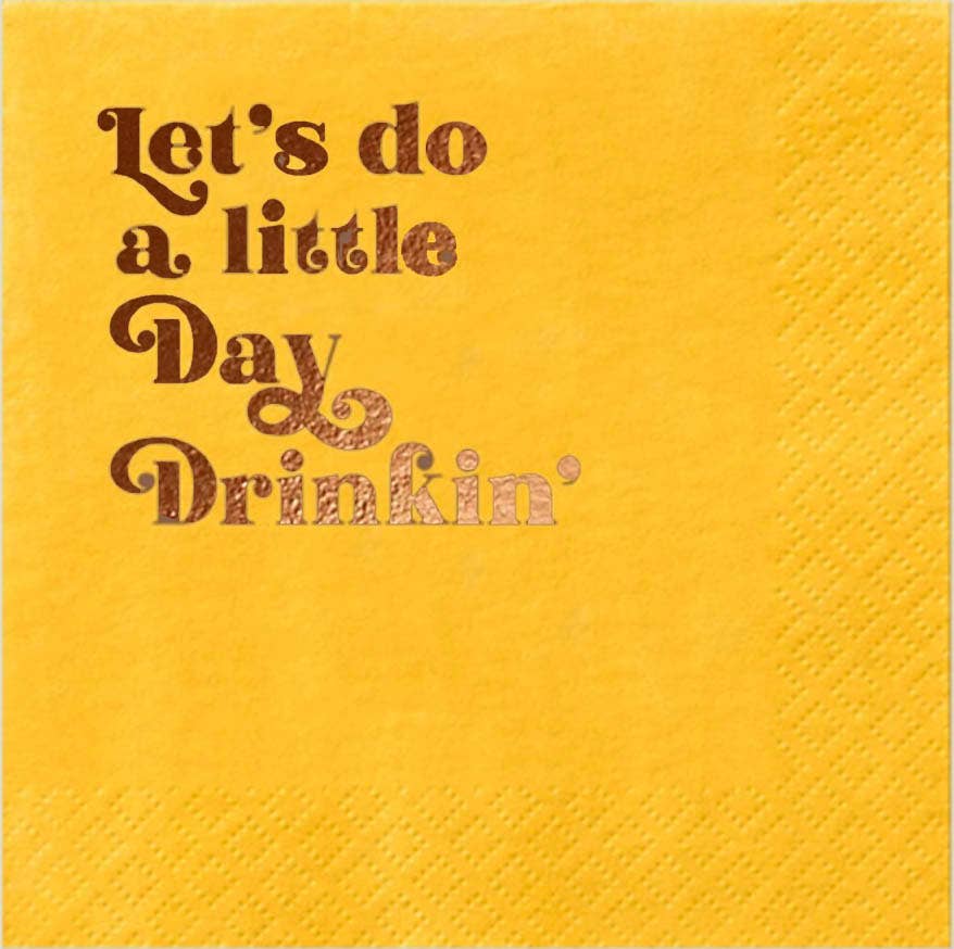 Let's Do A Little Day Drinking Funny Foil Text Yellow Napkin