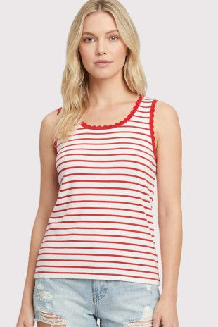 Striped Scallop Edge Tank Sweater