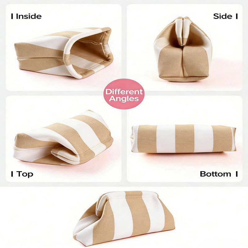 Color-block Striped Knit Cosmetic Bag with Personalization