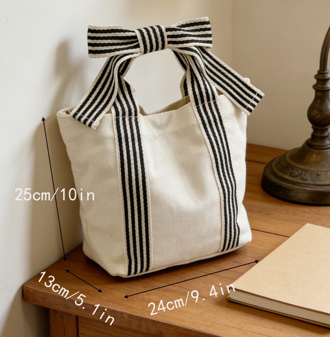 Canvas Tote Bag Beach Bow Handle with Personalization