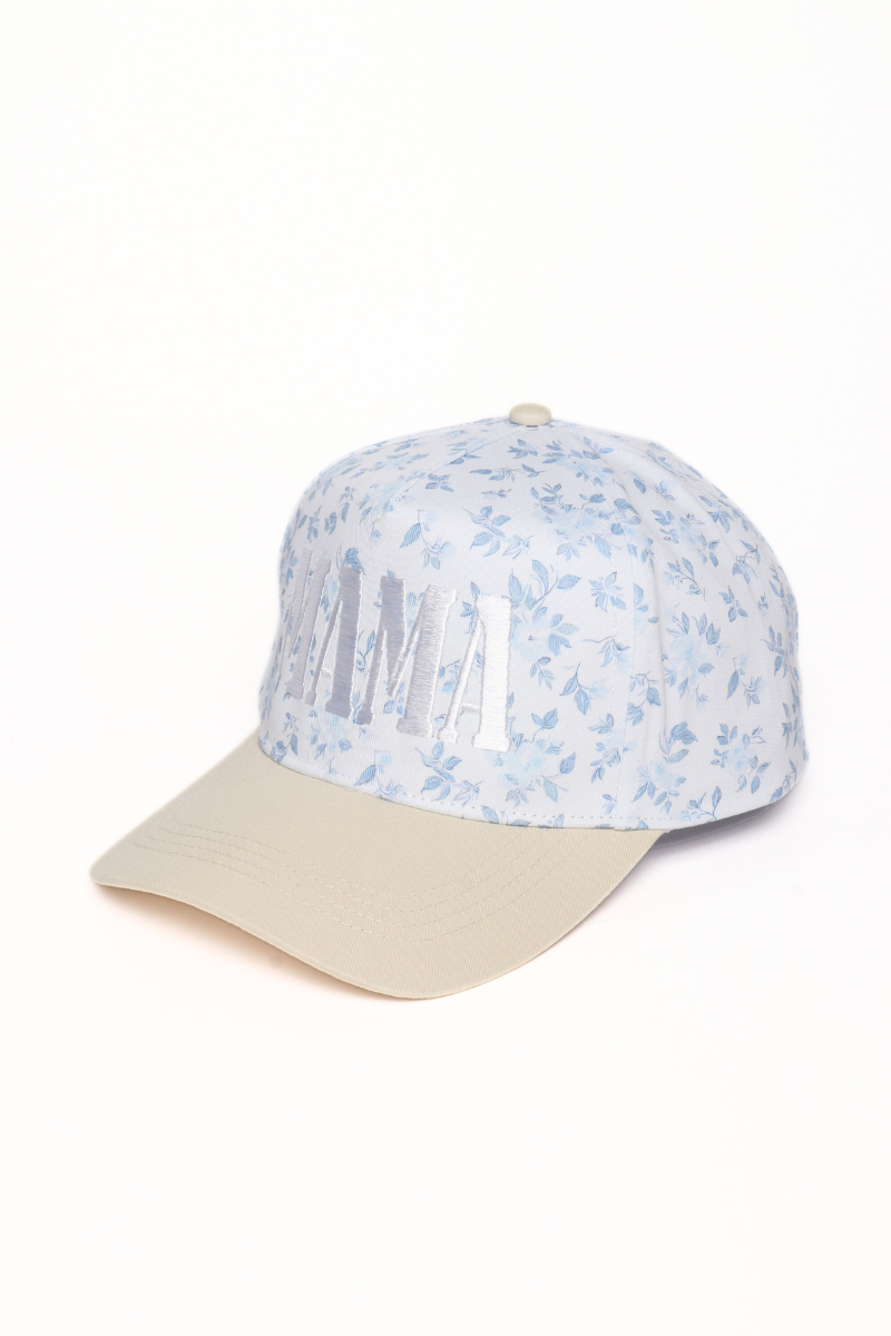 MAMA Embroidered Floral Print Two Tone Cap