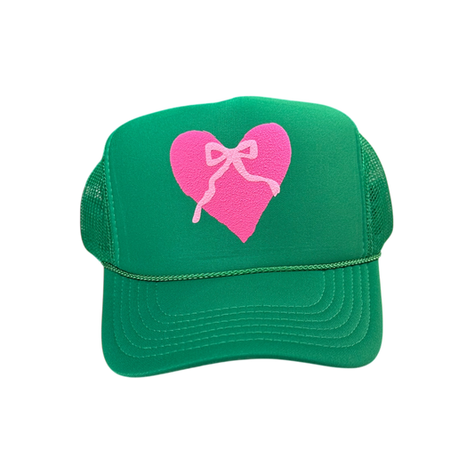 Heart with Bow - Green Trucker