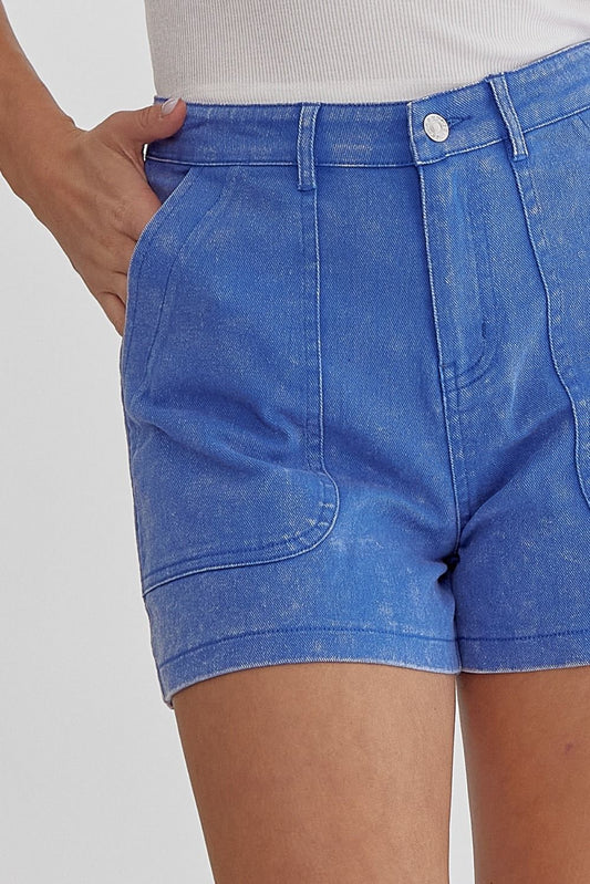 Colored Denim PorkChop Pocket Shorts