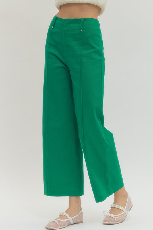 High Rise Front Seam Wide Leg Pant