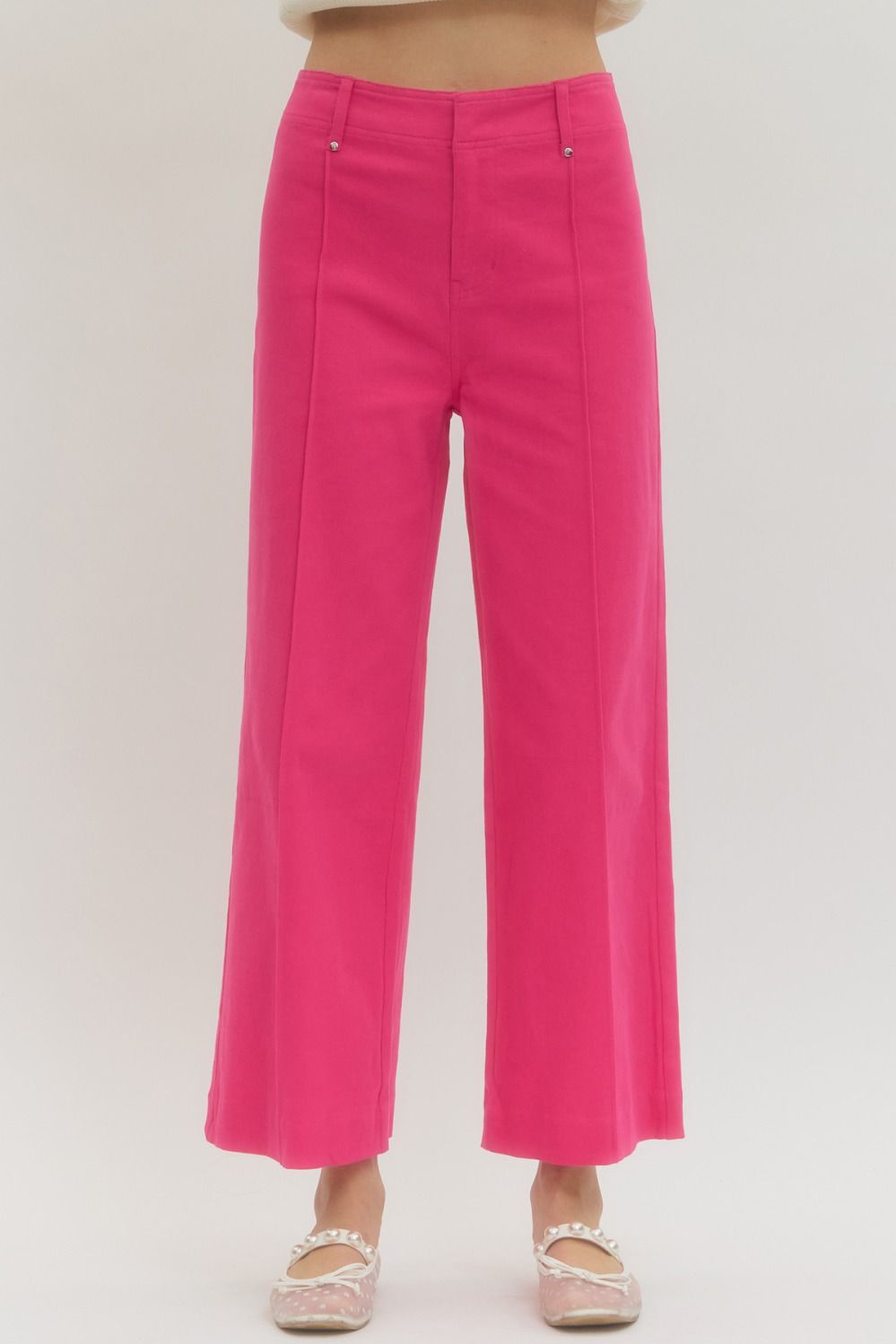 High Rise Front Seam Wide Leg Pant