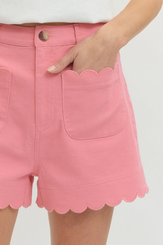 Solid Scallop Hem Short