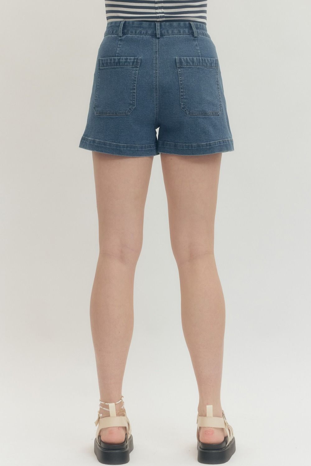 Front Pocket Denim Shorts