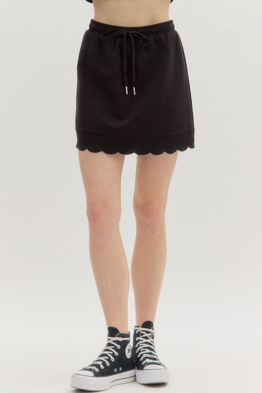 Solid Jersey Scallop Hem Skirt