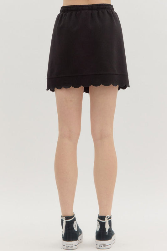 Solid Jersey Scallop Hem Skirt