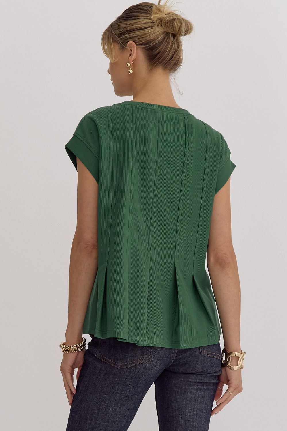 Solid Pleat Front & Back Top