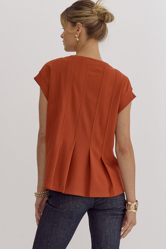 Solid Pleat Front & Back Top