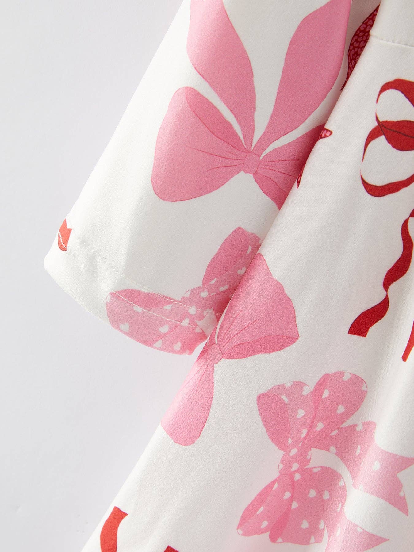 Girls' Pink Bow Print Dress