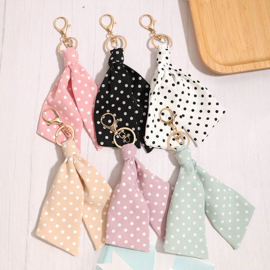 Polka Dot Bow Keychain Bag Charm