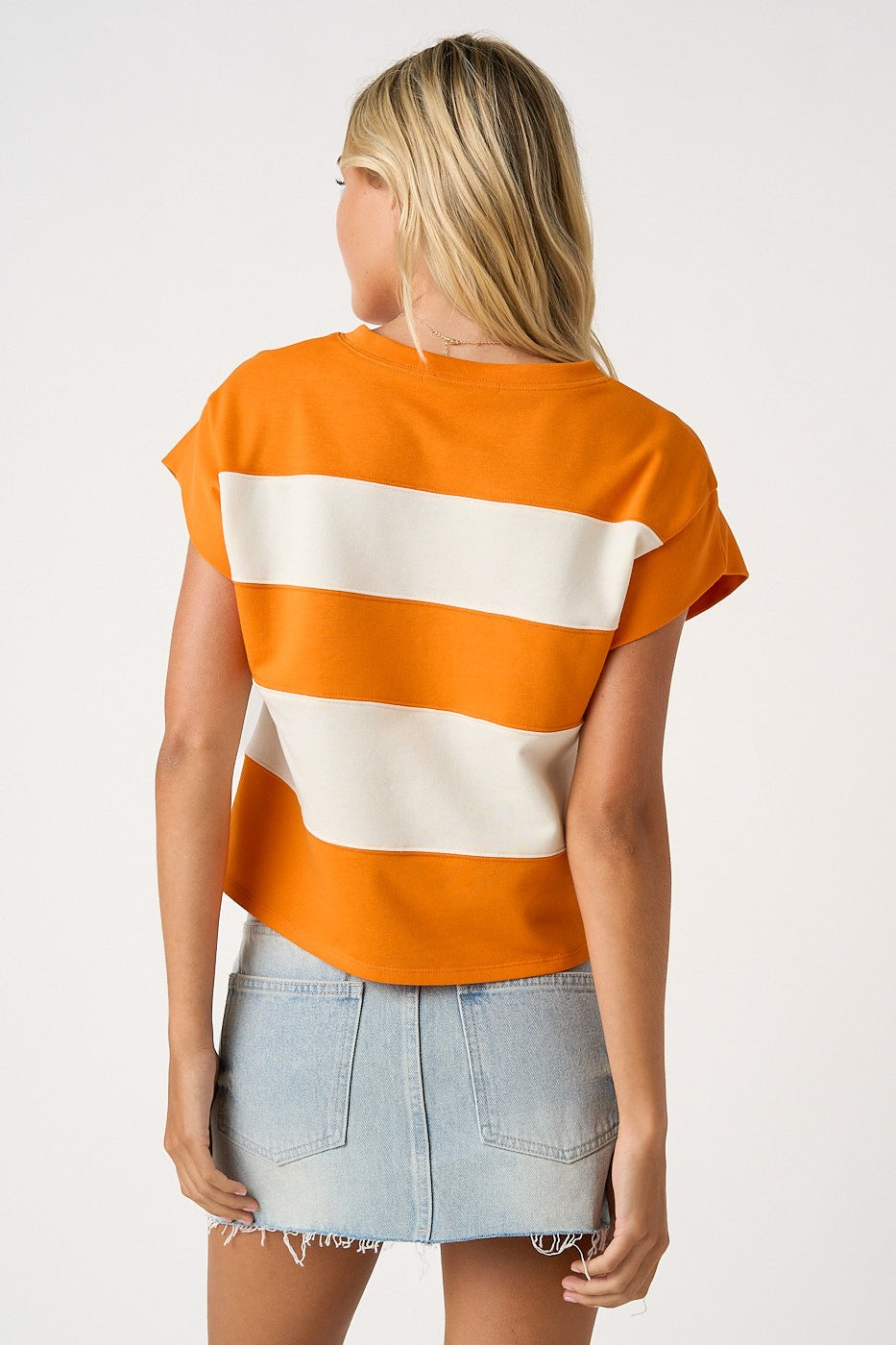 Color Block Stripe Slant Sleeve Top
