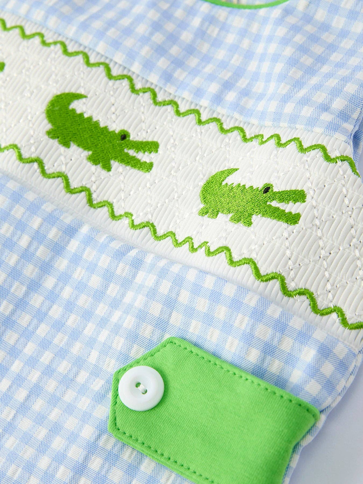 Baby Boys Alligator Embroidered Smocked Romper