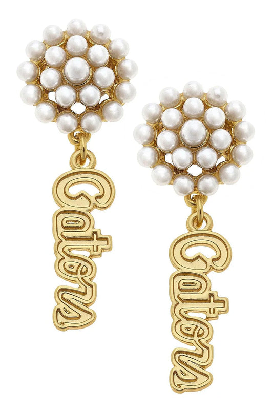 Florida Gators Pearl Cluster Drop Earring - Gold