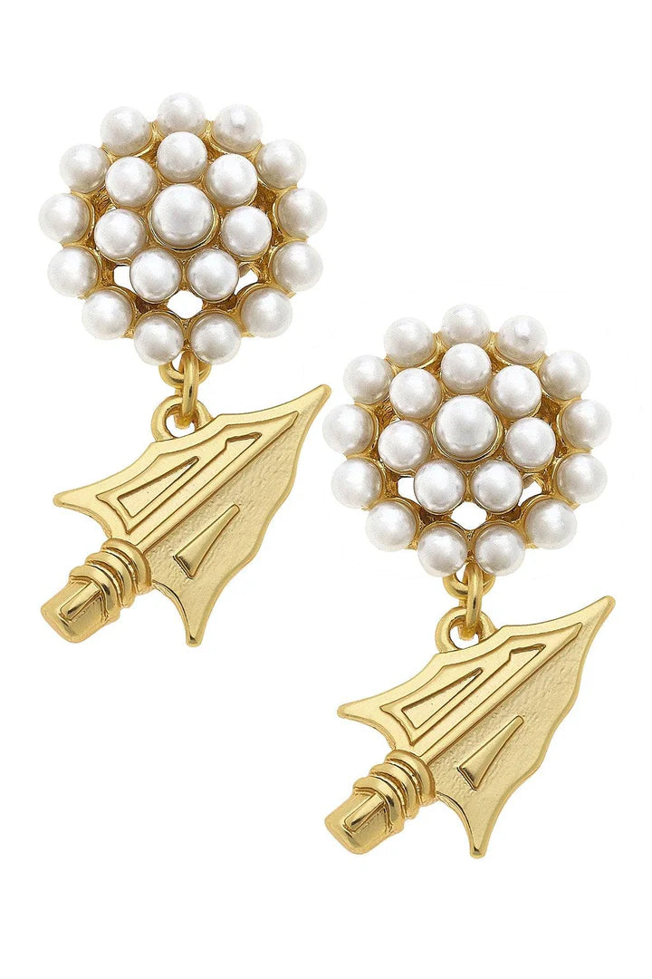 FSU Pearl Cluster Spear Drop Earring