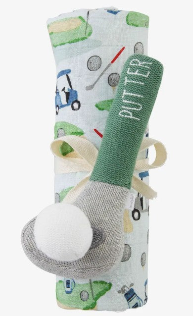 Swaddle & Rattle Set by Mud Pie