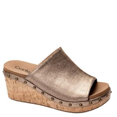 Hissy Fit Open Toe Studded Wedge-Bronze