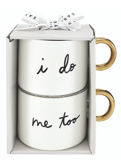 Ceramic Mugs with Gold Handle - I Do/Me Too