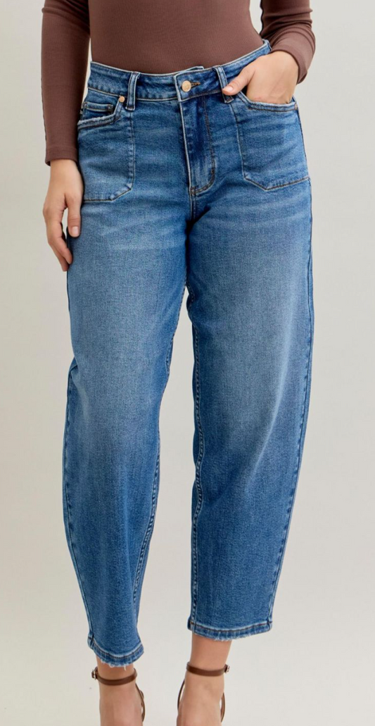 High Waist Soft Barrel Pocket Denim