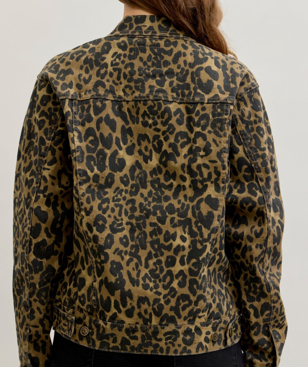 Leopard Boyfriend Denim Jacket