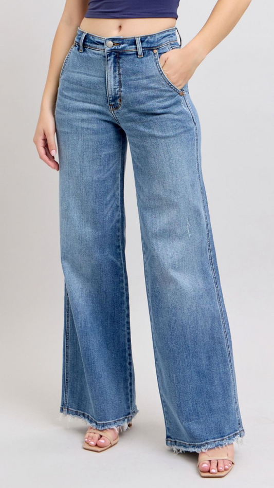 High Waist Retro Wide Leg Trouser Denim