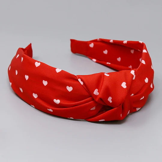 Heart Print Front Knot Headband