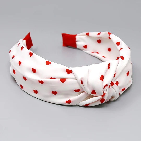 Heart Print Front Knot Headband