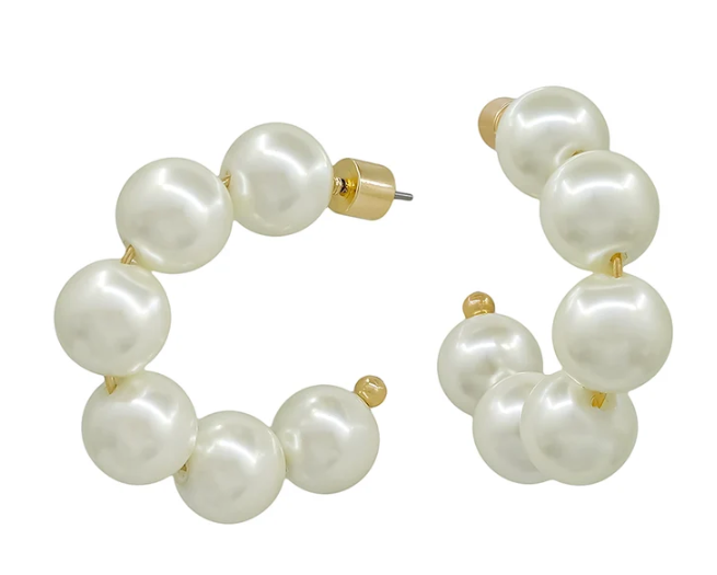 Large Pearl Beaded Hoop Earring