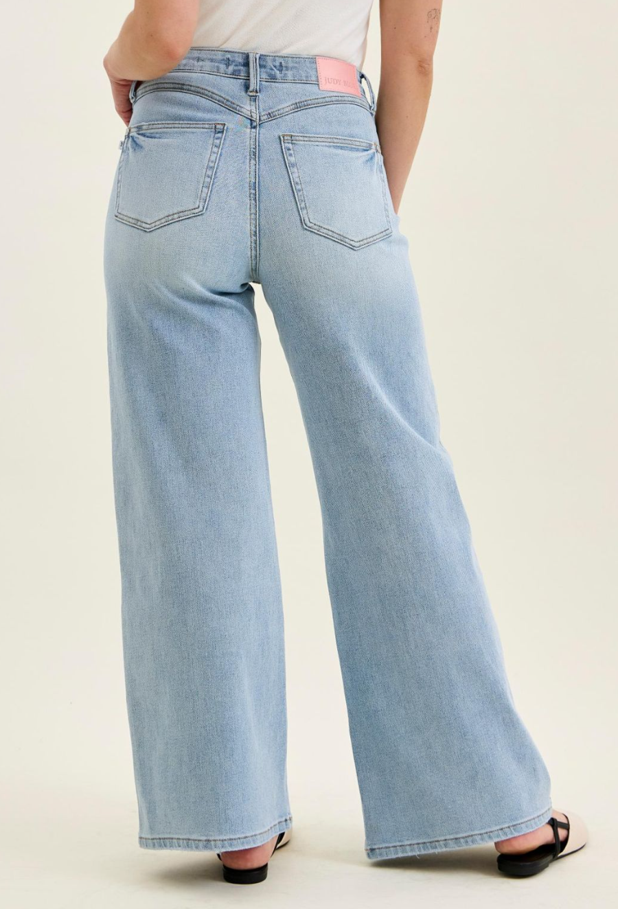 High Waist Retro Wide Leg Denim-Light