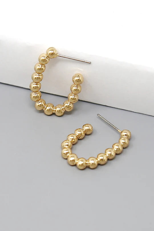 Metal Dot Oval Hoop Earring