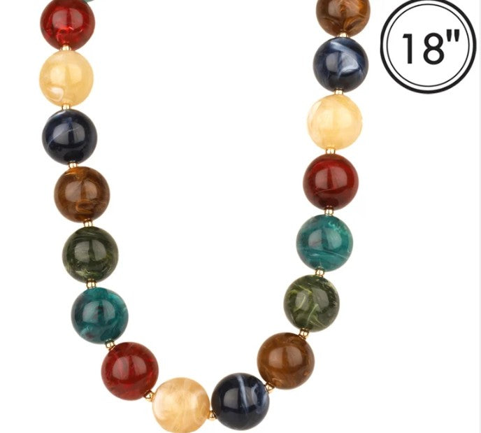 Chunky Round Beaded Fall Necklace