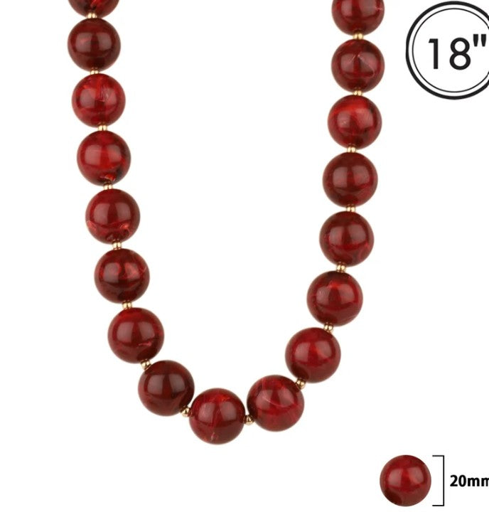 Gameday Chunky Round Bead Necklace