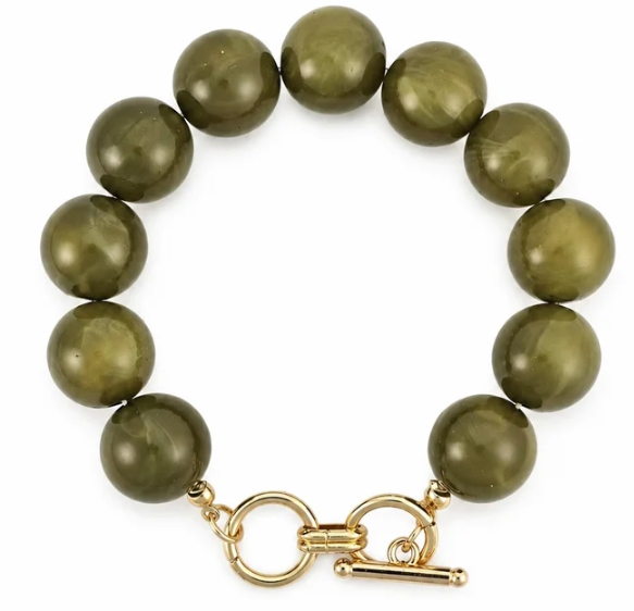 Chunky Bead Gold Toggle Bracelet