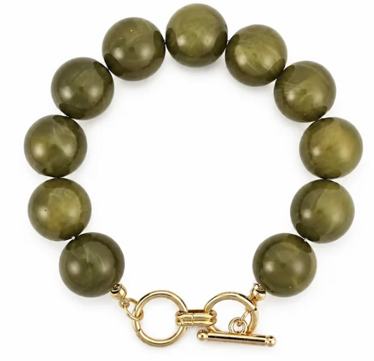 Chunky Bead Gold Toggle Bracelet