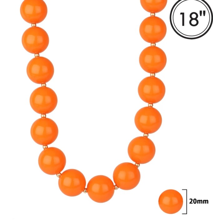 Gameday Chunky Round Bead Necklace