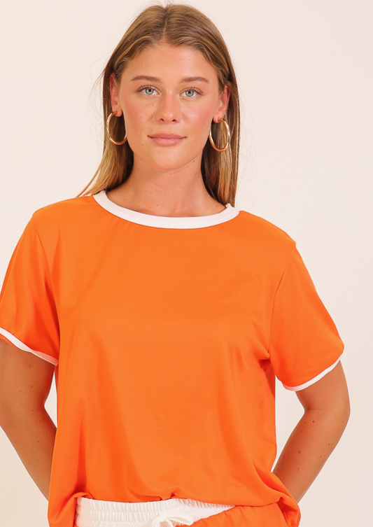 Solid Contrast Trim Knit Top